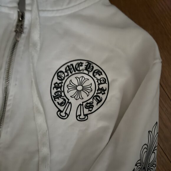 Chrome Hearts White Horseshoe Zip Up Hoodie - Picture 3 of 8